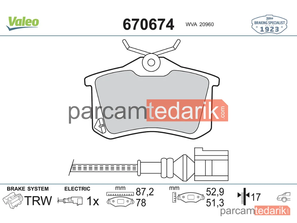 670674 | Fren Balatası (Arka) — Seat Ibiza IV, Seat Ibiza IV SC, VW Golf VI